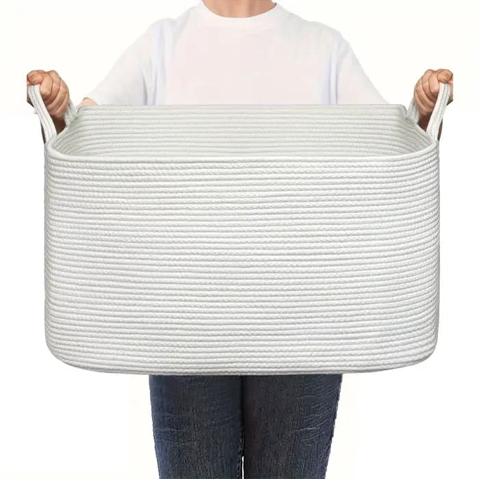 Panier à linge, paniers de rangement tissés pour l'organisation, paniers en corde de coton en forme