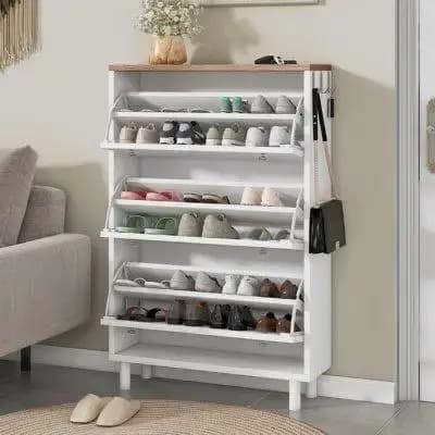 Meuble à chaussures, étagère à chaussures basculante en panneau composite, rangement moderne peu encombrant pour hall d'entrée, étagère à chaussures fine pour couloir