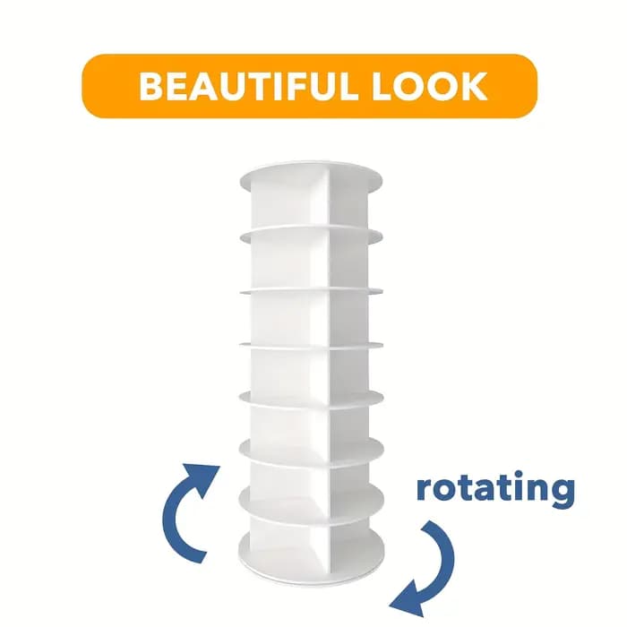 Étagère à chaussures verticale à 7 niveaux - 360 ° Tour rotative | Rangement pliable peu encombrant pour la maison
