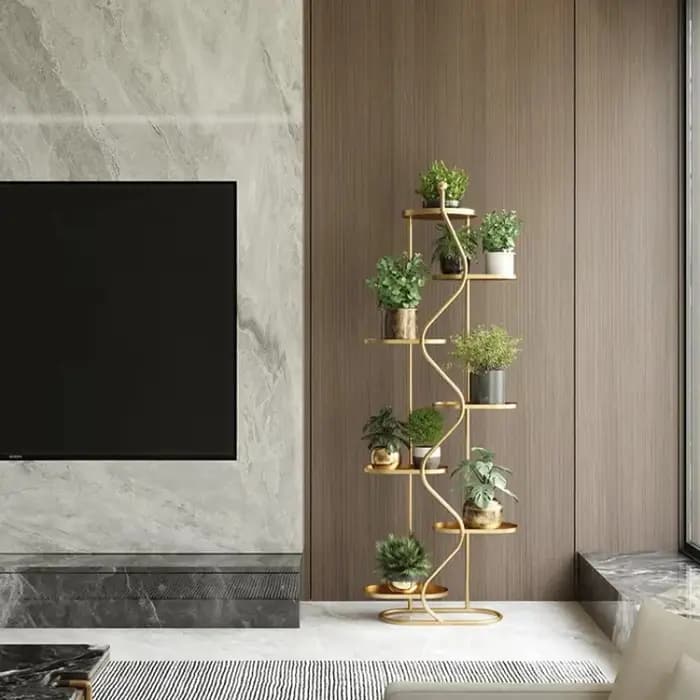 Étagère Flottante Dorée Européenne pour Plantes et Fleurs