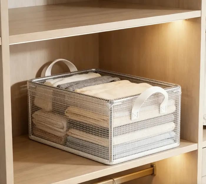 Paniers de rangement pliables en PVC transparent avec cadre en acier solide