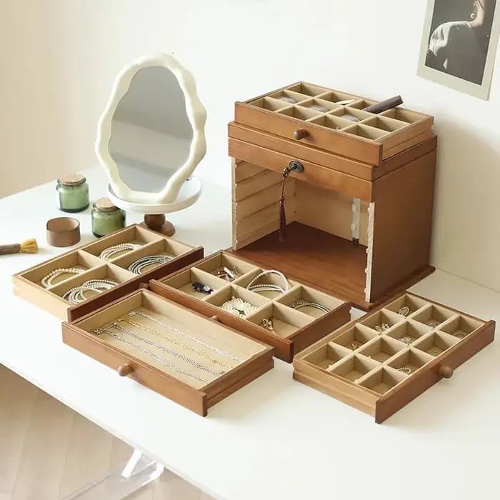 Boîte de présentation de bijoux en bois massif