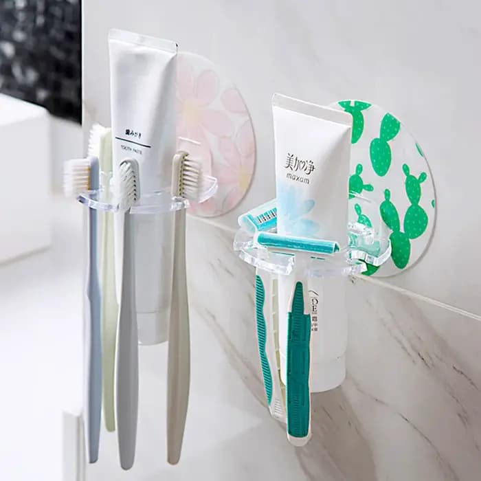 Porte-brosse à dents auto-adhésif mural, sans perçage, support de rangement pour dentifrice et rasoi
