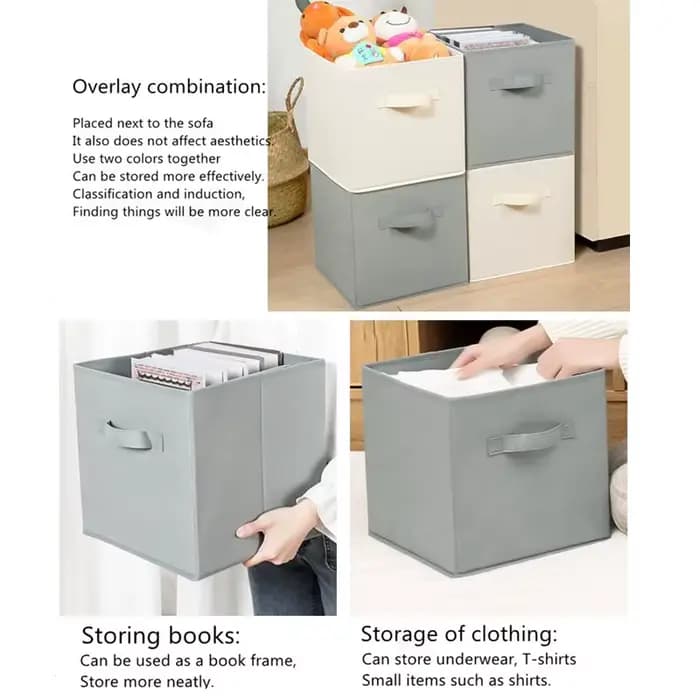 Boîte de rangement pliable en tissu non tissé Cube