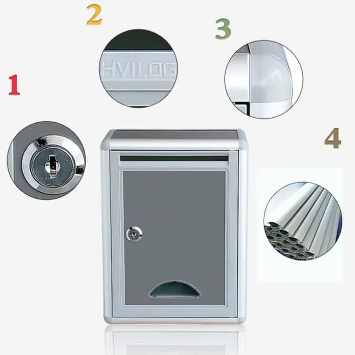 Boîte aux lettres murale en alliage d'aluminium, résistante à la rouille, durable, avec serrure, boîte de dépôt pour bureau, boîte à commentaires, boîte à lettres, boîte de dépôt, boîte à lait