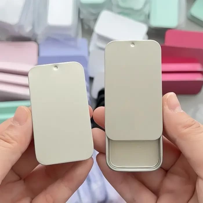 Petite boîte en fer à couvercle coulissant couleur Macaron, organisateur Portable anti-poussière pou