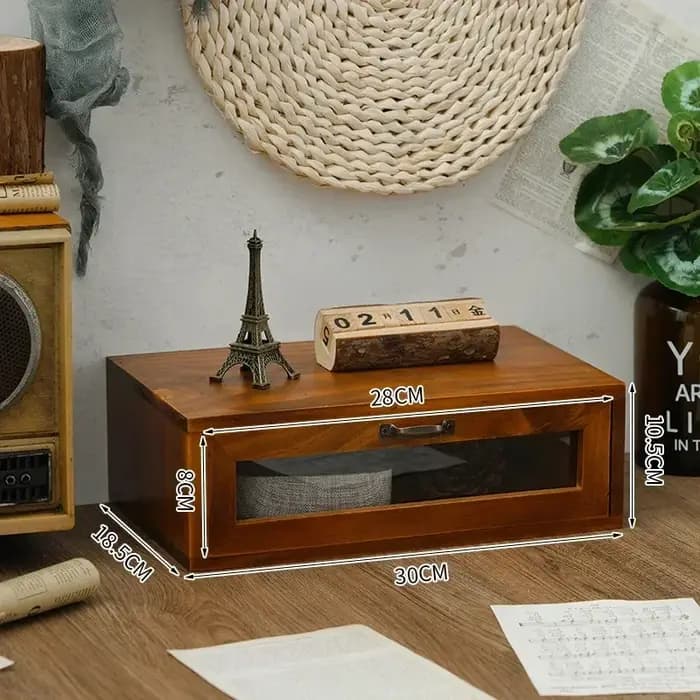Boîte de rangement à tiroirs en bois – Organiseur de bureau
