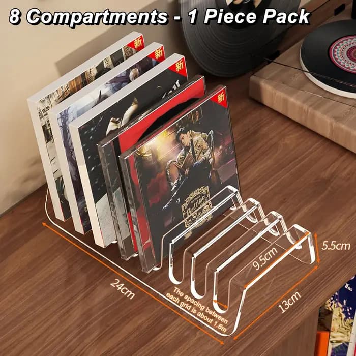 Étagère de présentation de CD en acrylique transparent à 6 compartiments