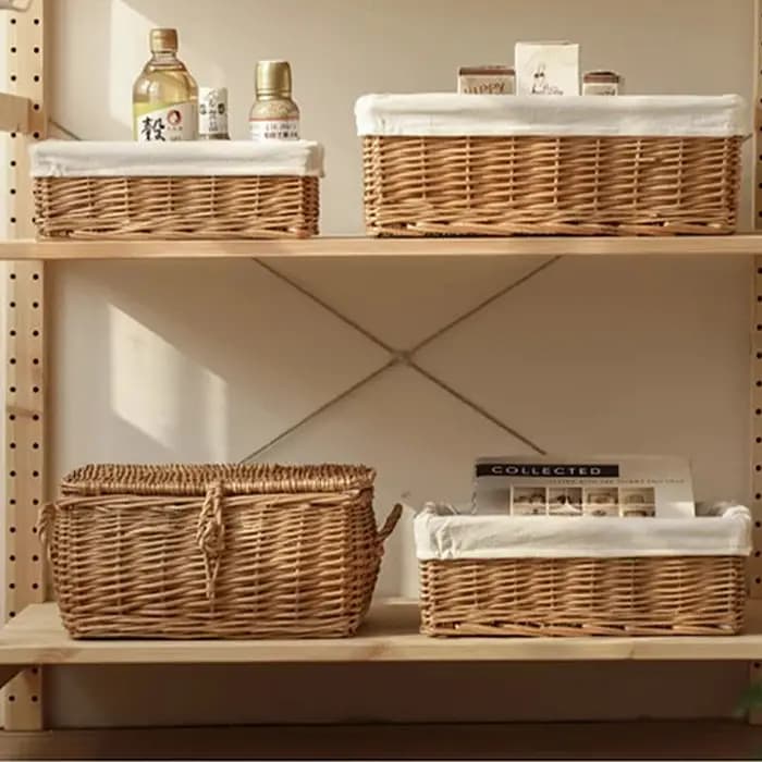 Mir de rangement tissé en rotin fait à la main