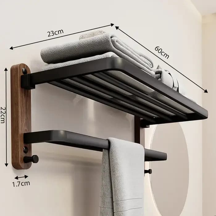Porte-serviettes de salle de bain en noyer