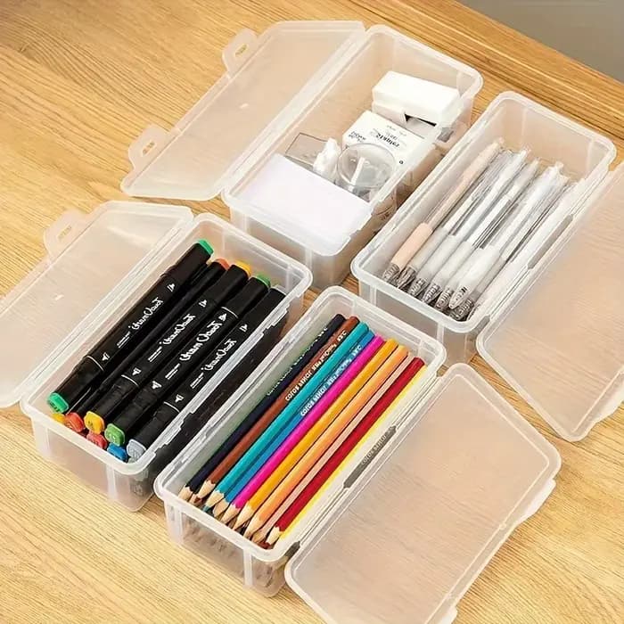 Grands boîtes de rangement en plastique transparent avec couvercles articulés