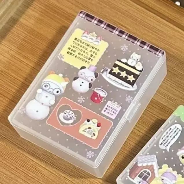 Boîte de rangement transparente de style japonais 'Kitten Cake' pour carnet de notes