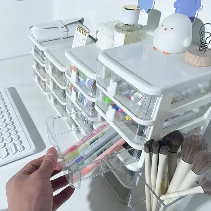 Organisateur de tiroirs empilables transparents - Boîte de rangement multi-niveaux en PP pour le bureau/les produits de