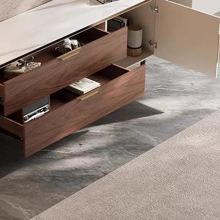 Meuble TV d'angle moderne de luxe avec tiroirs de rangement pour salon