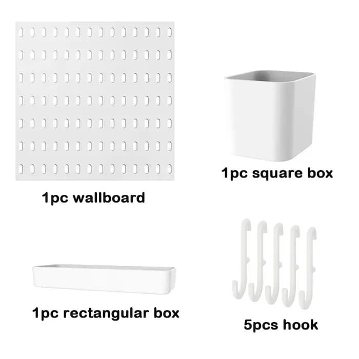 Panneau de rangement mural DIY avec crochets, panneau perforé, organisateur de rangement peu encombrant pour cuisine, chambre, salle de bain, bureau.