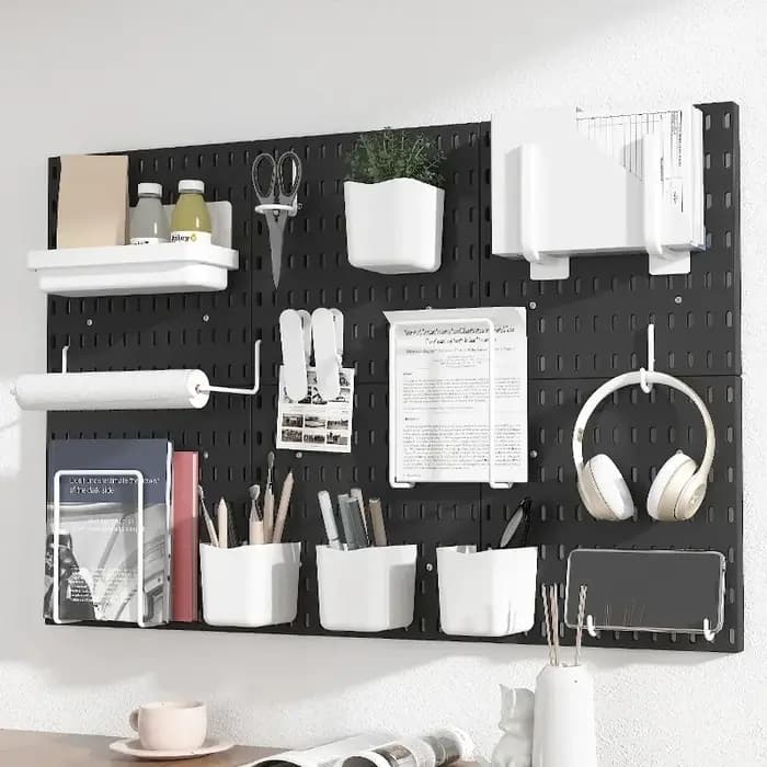 Nouveau bricolage panneau perforé accessoires étagère suspendue crochets de rangement organisateur mural sans poinçonnage artisanat Organization pour Garage cuisine salle