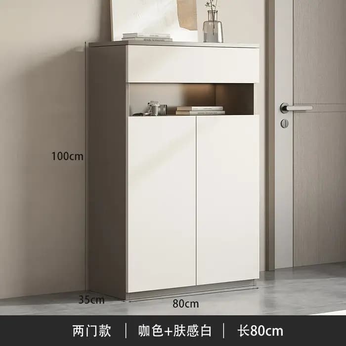 Meuble à chaussures italien en bois pour entrée, salon ou bureau, avec rangement et présentoir, Orga