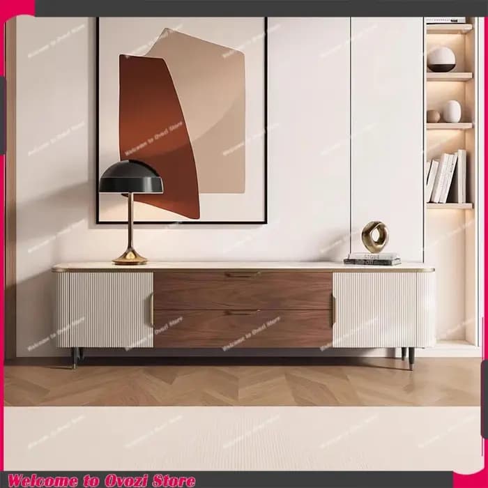 Meuble TV d'angle moderne de luxe avec tiroirs de rangement pour salon