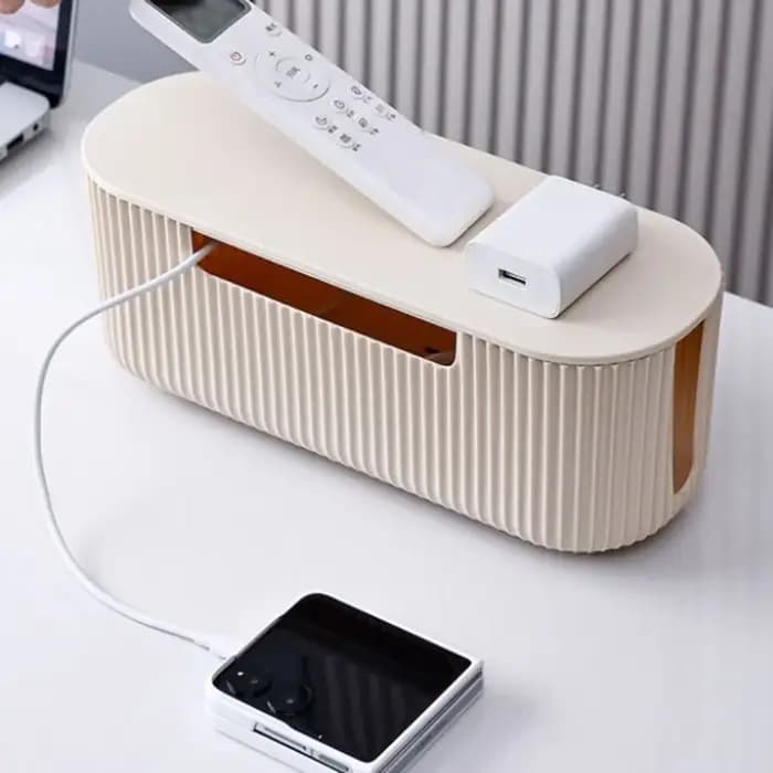 Boîte de rangement de câbles de bureau de qualité avec couvercle