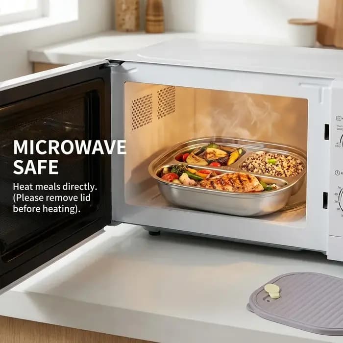 Boîte à bento en acier inoxydable 304 compatible micro-ondes