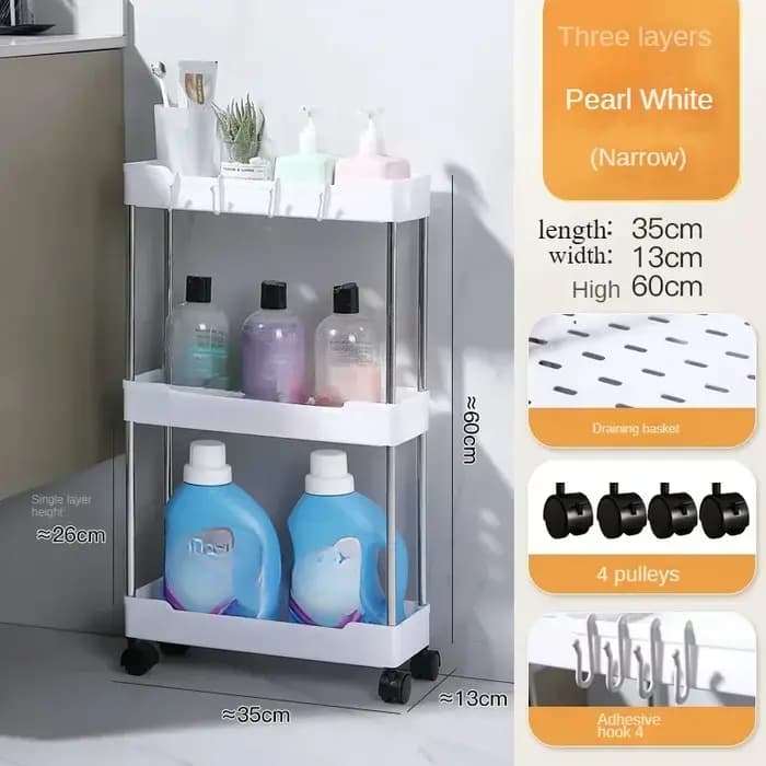 Poussette chariot étagère sol multicouche salle de bain