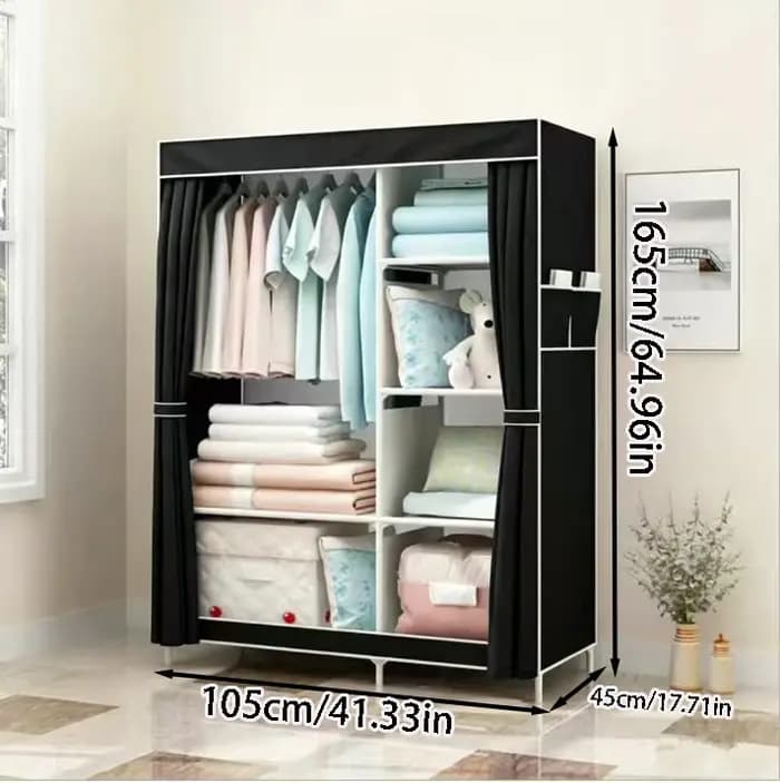 Armoire anti-poussière, porte-manteau, armoire simple robuste et durable, armoire en tissu anti-poussière, moderne et simple pour la chambre à coucher, armoire épaissie, design avec base surélevée pou