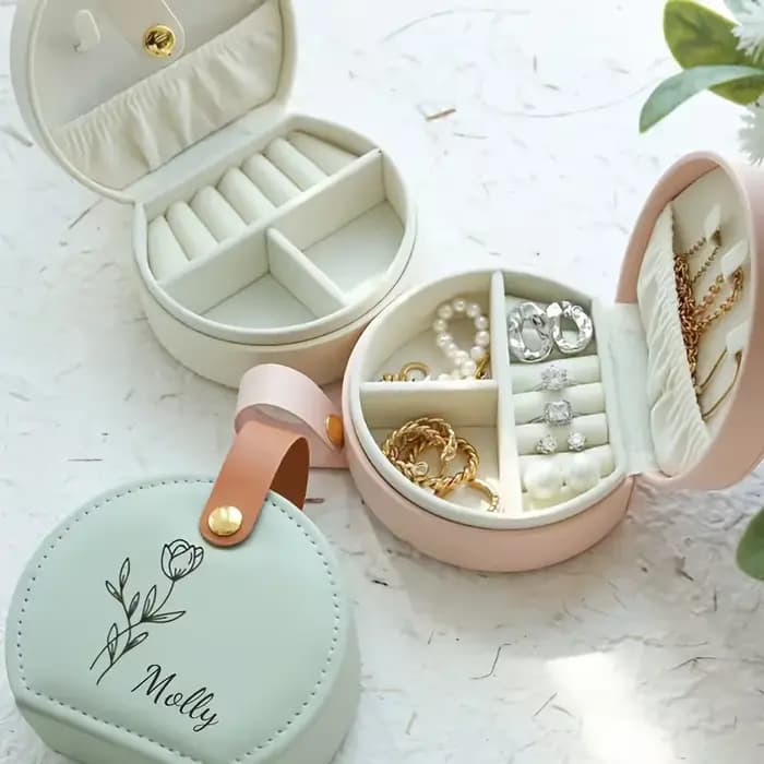 Boîte à bijoux personnalisée 1 pièce - Étui de voyage personnalisé avec nom