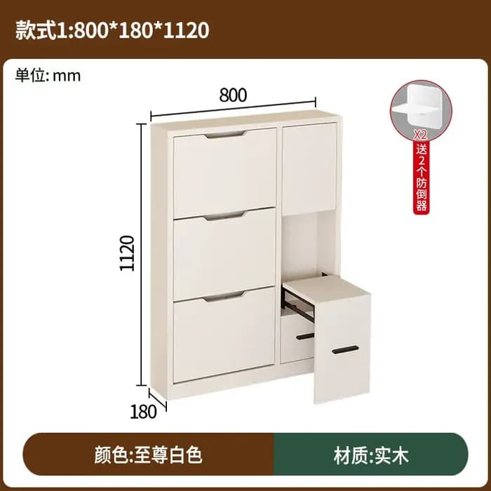 Meuble à chaussures blanc 80 cm, meuble de rangement moderne en bois avec assise, idéal pour espaces