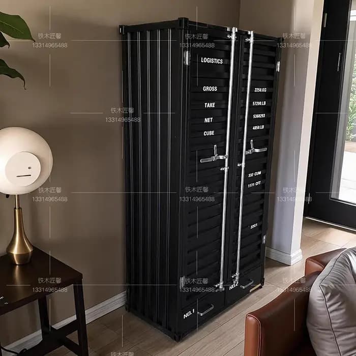 Cube noir armoire métal artisanat support lourd Patio