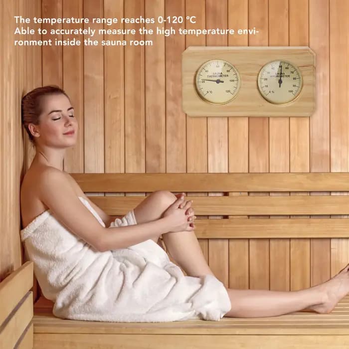 Double compteur de température et d'humidité mural 2 en 1, thermomètre et hygromètre de Sauna en boi