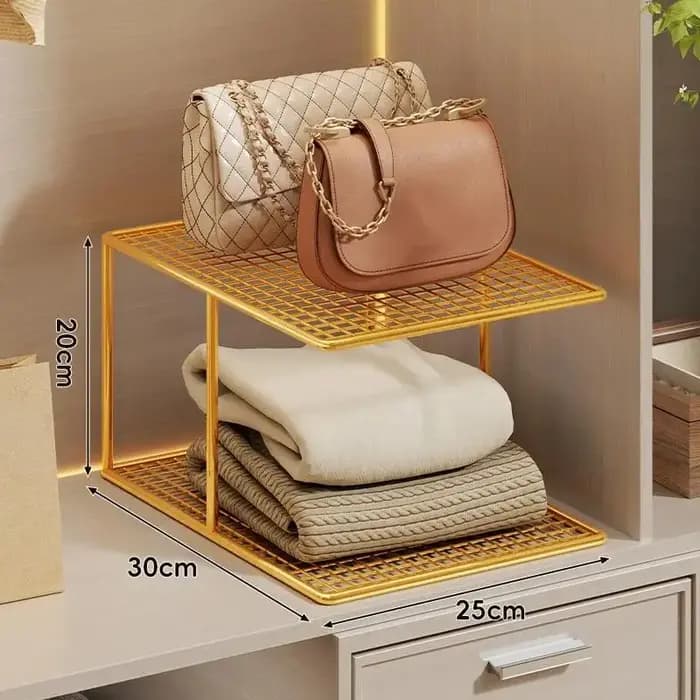 Étagère de rangement empilable en maille métallique à plusieurs niveaux pour armoire