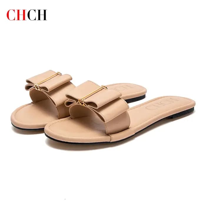 CHCH chaussures plates pour femmes nouvel été nœud pantoufles décontractées noir chaussures pour fem