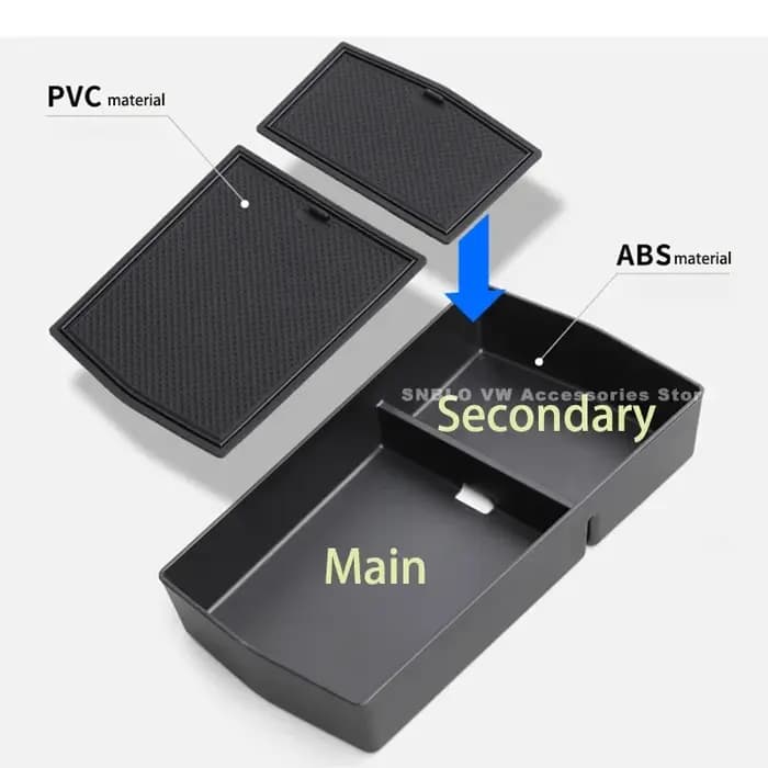 Boîte de rangement pour accoudoir console centrale intérieur en plastique ABS et PVC bleu pour VW ID7 2023 2024 accessoire voiture