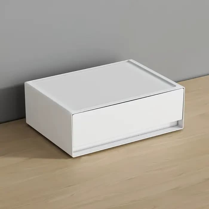 Tiroir de rangement empilable en plastique blanc
