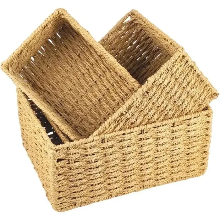Paniers de rangement rectangulaires tissés BSEVB pour étagères