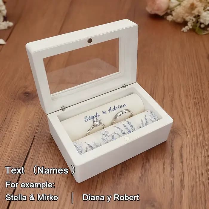 Support de boîte à bagues de mariage personnalisé, boîte à bagues de cérémonie de mariage personnali