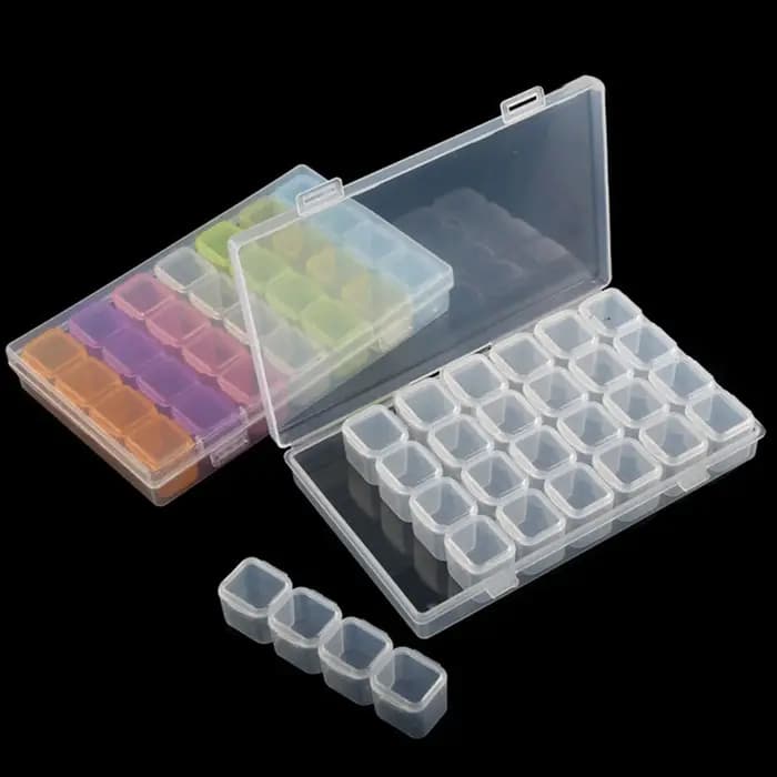 Boîte de rangement en plastique à 28/32/48/56/64 fentes, boîte de rangement pour peinture diamant à faire soi-même, perles, breloques, accessoires de bijoux, boîte de rangement 1 pièce