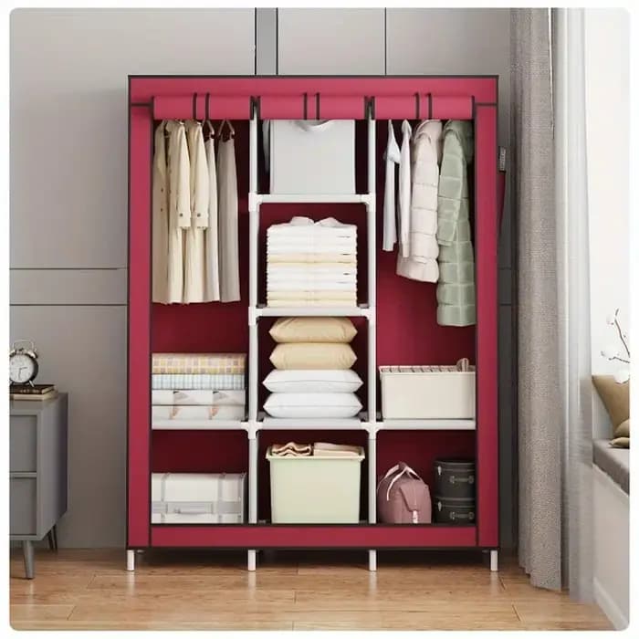 Grande armoire anti-poussière, armoire sur pied en tissu, organisateur multicouche, placard de grande capacité, rangement pour chambre à coucher