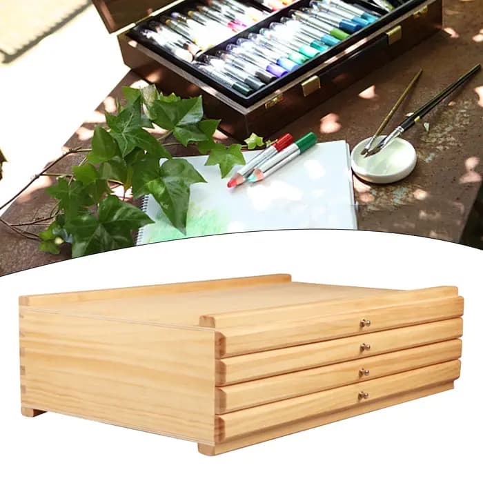 MELArtist Supply-Boîte de rangement pliable en bois polyvalente pour pinceaux, marqueurs, crayons et