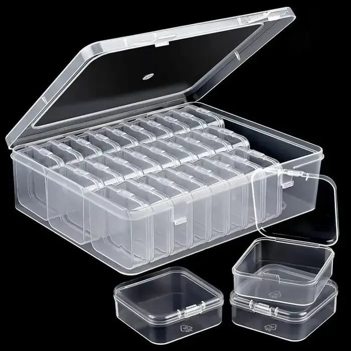 Coffret de rangement transparent compact à 30 grilles : idéal pour les bijoux, les perles et l'organisateur artisanal de boutons.