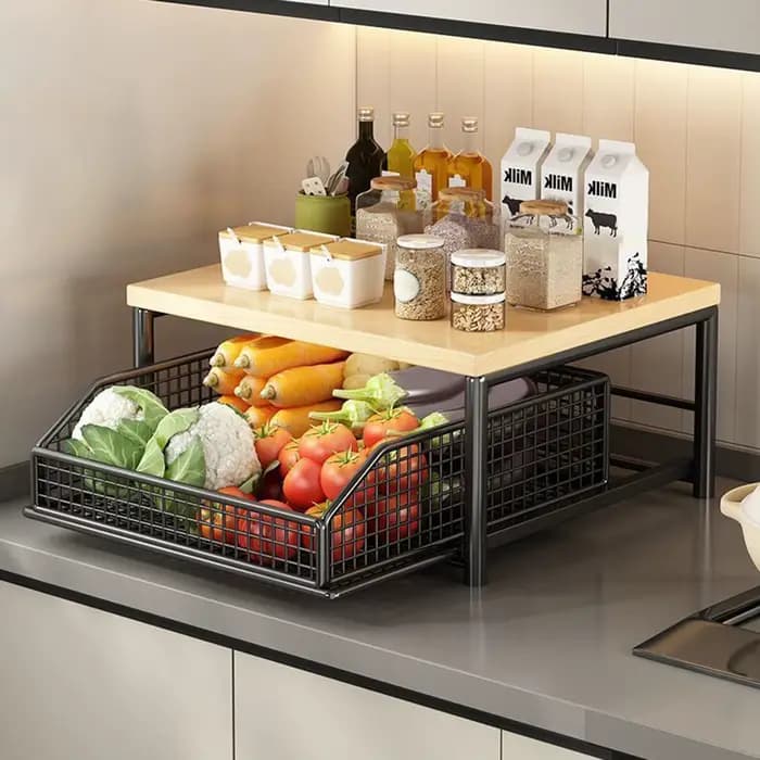 Étagère de rangement de cuisine sur pied avec tiroir pour fruits