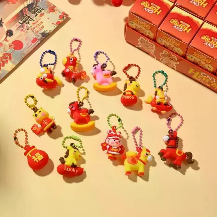 Nouvel An de la boîte 24 petites boîtes série année cheval pendentif exquis cadeaux pour hommes et femmes