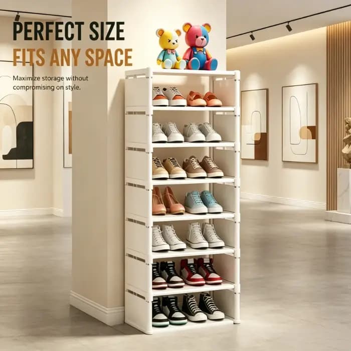 Étagère à chaussures blanche à 8 niveaux