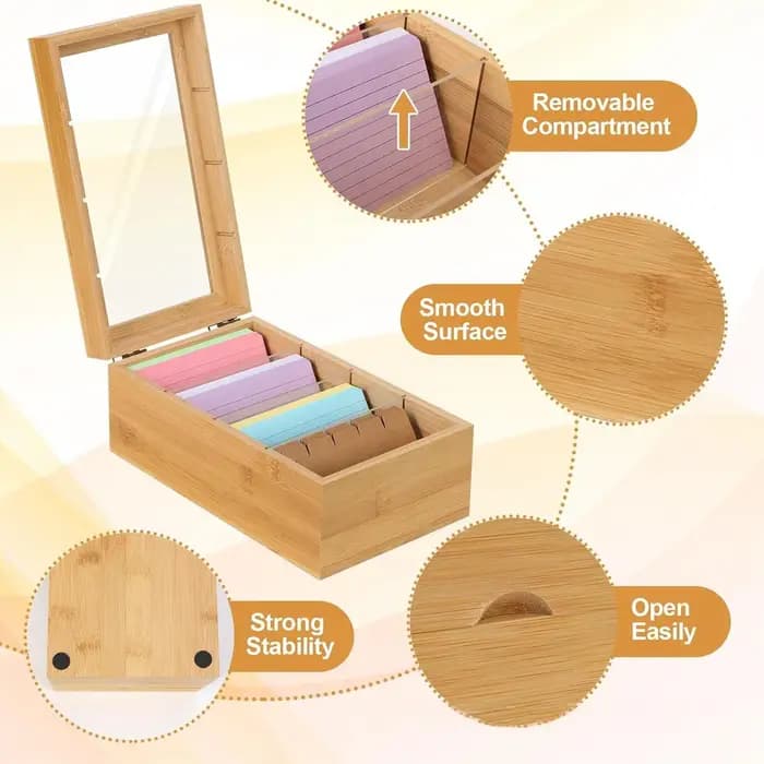 Boîte de rangement en bois multi-grilles avec couvercle