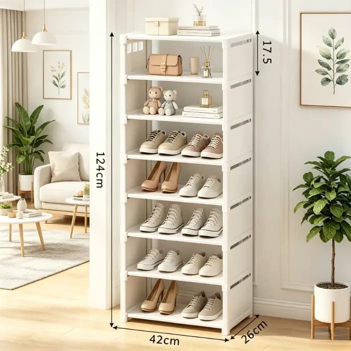 Étagère à chaussures en tissu avec cadre métallique à 8 niveaux