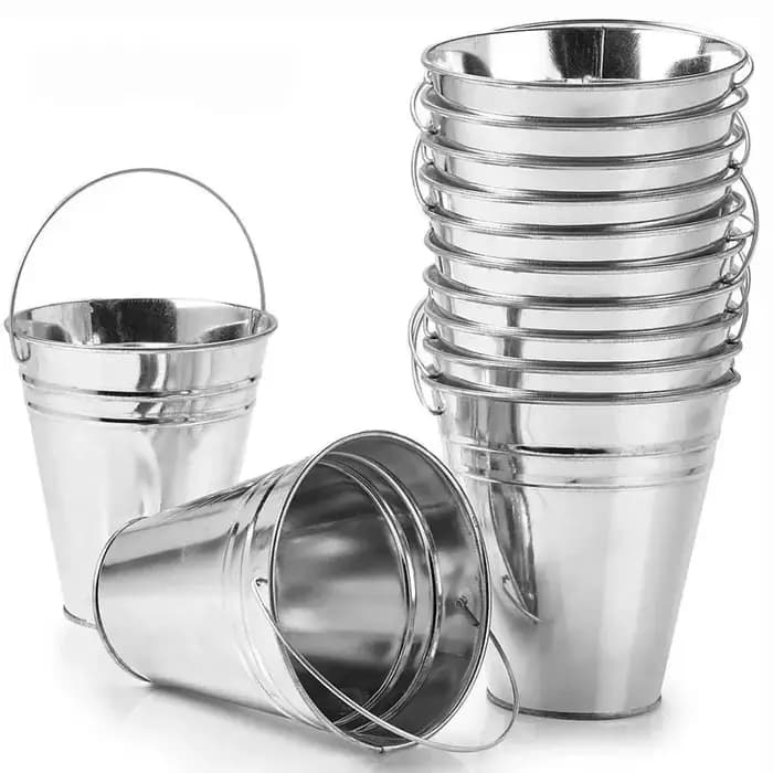 Lot de 10 grands seaux en métal galvanisé avec poignée 12,8*11,5CM - Paniers à friandises uniques, G