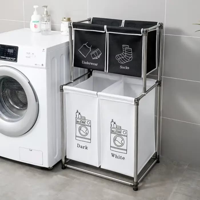 Panier à linge multicouche avec support de tri