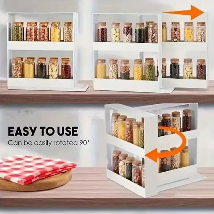 Support de stockage d'épices en plastique à 2 niveaux
