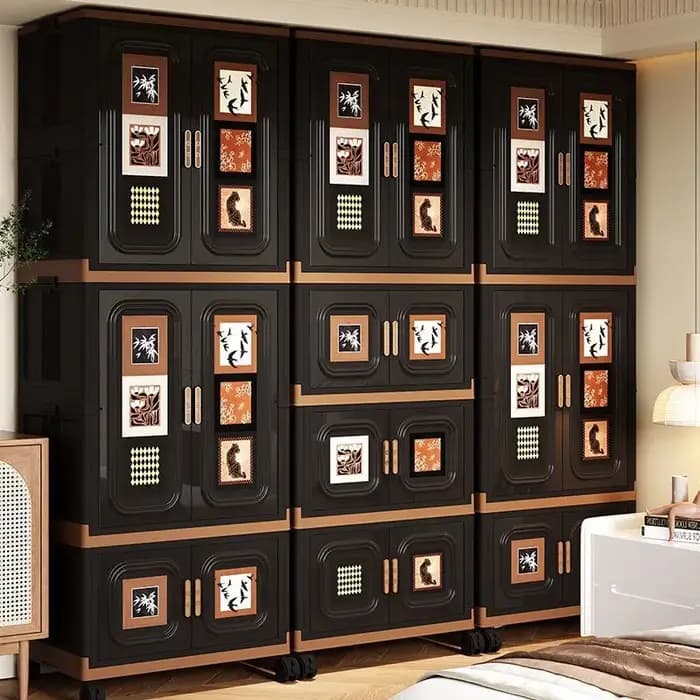Organisateur noir armoire esthétique jean pliable vêtements