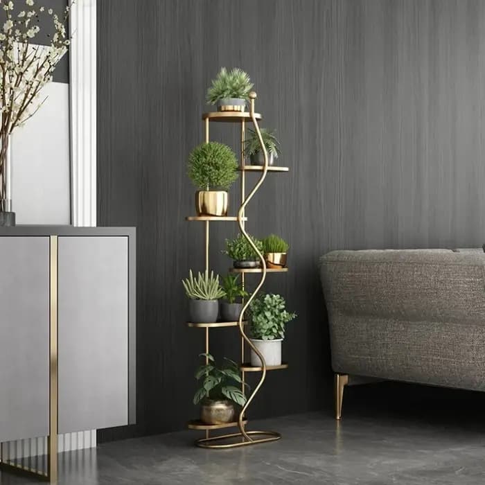 Étagère Flottante Dorée Européenne pour Plantes et Fleurs
